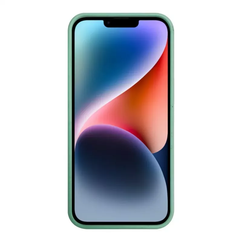 iLike Apple iPhone 14 Silicone Plastic Case Eco Print Design Flower Green