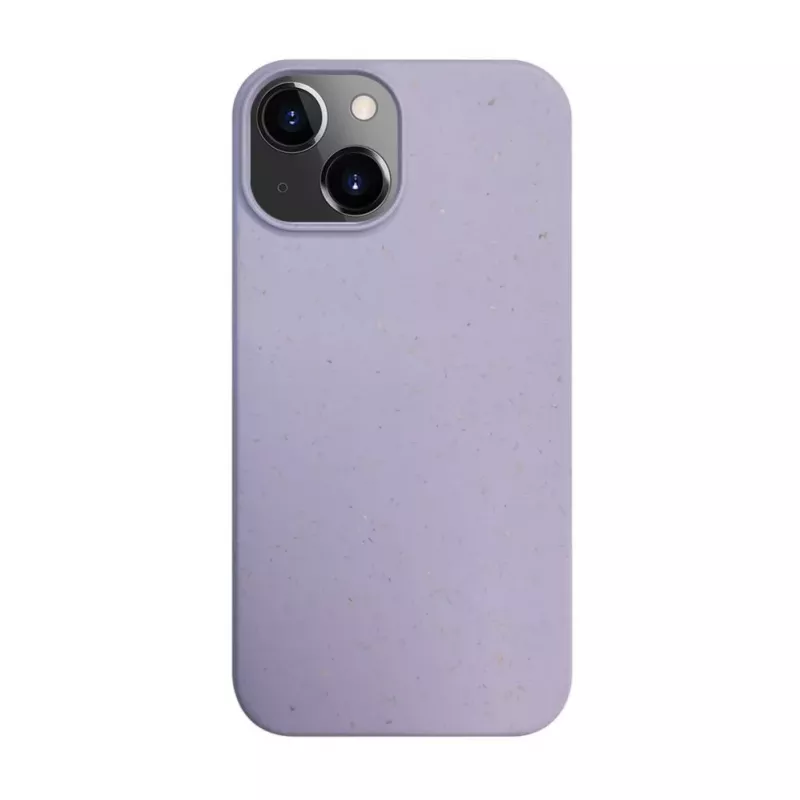 iLike Apple iPhone 14 Silicone Plastic Case Eco Print Design Flower Purple