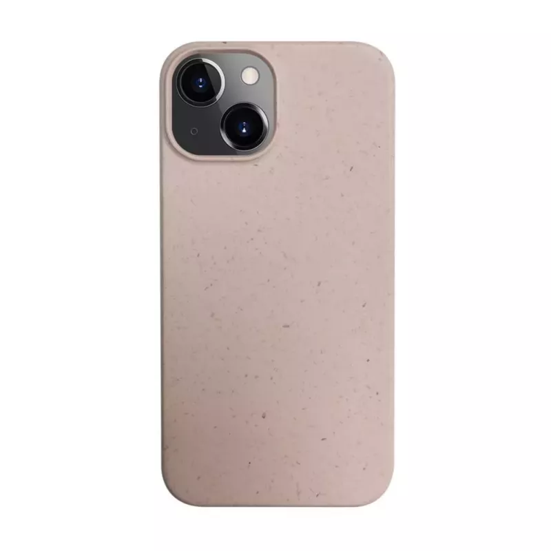 iLike Apple iPhone 14 Silicone Plastic Case Eco Print Design Beige