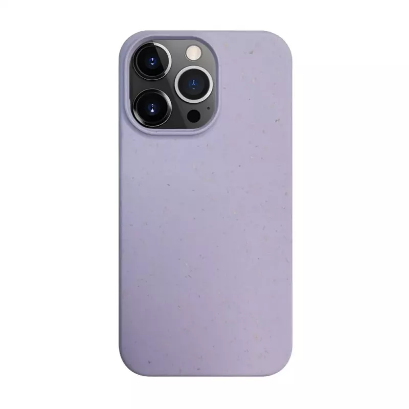 iLike Apple iPhone 14 Pro Max Silicone Plastic Case Eco Print Design Flower Purple