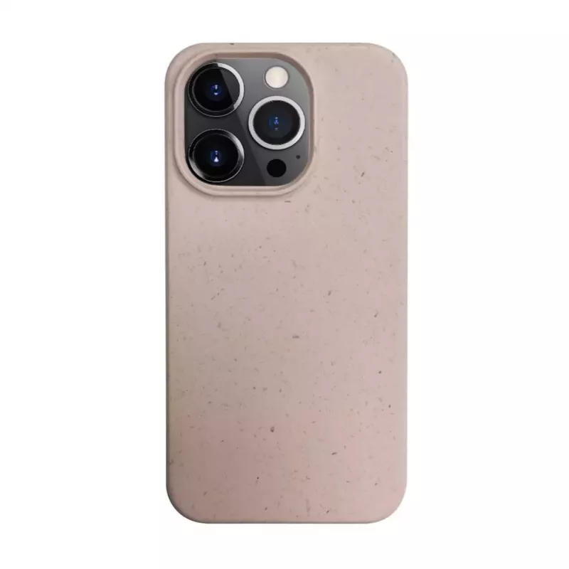 iLike Apple iPhone 14 Pro Max Silicone Plastic Case Eco Print Design Beige