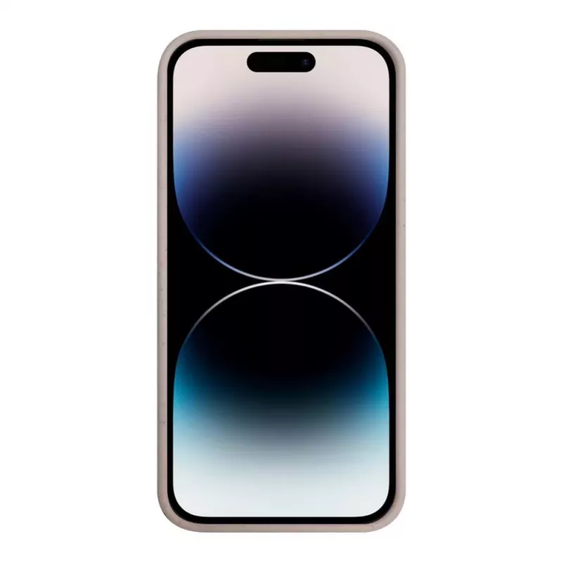 iLike Apple iPhone 14 Pro Max Silicone Plastic Case Eco Print Design Beige