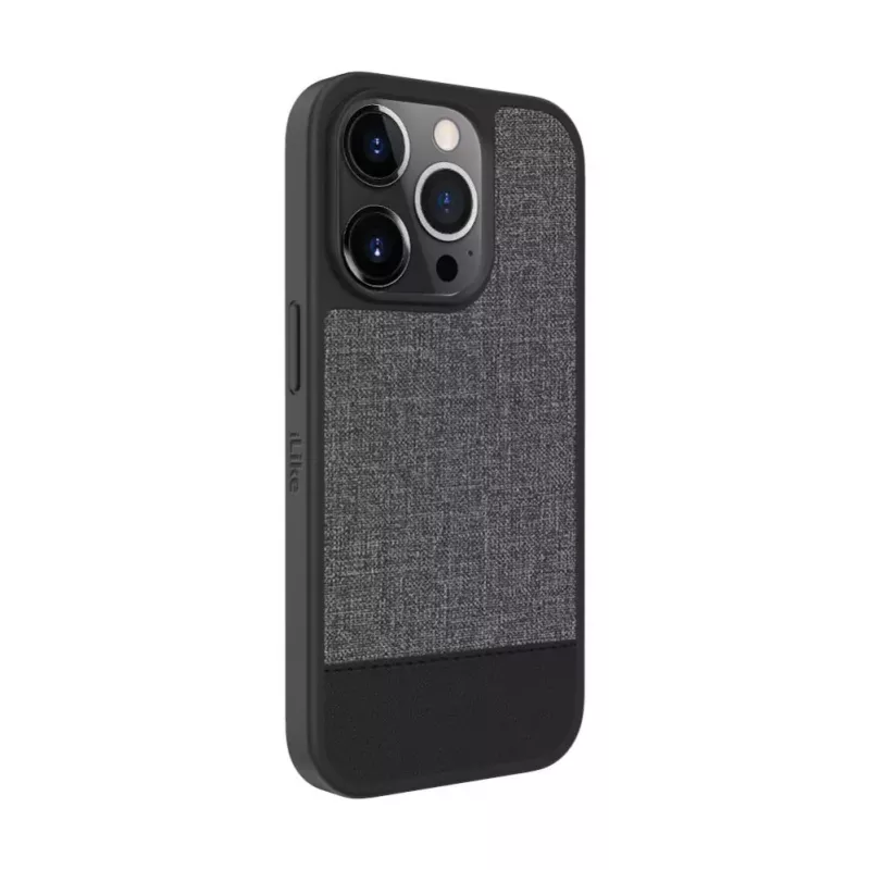 iLike Apple iPhone 14 Pro Max Plastic Leather Back Cover Gray