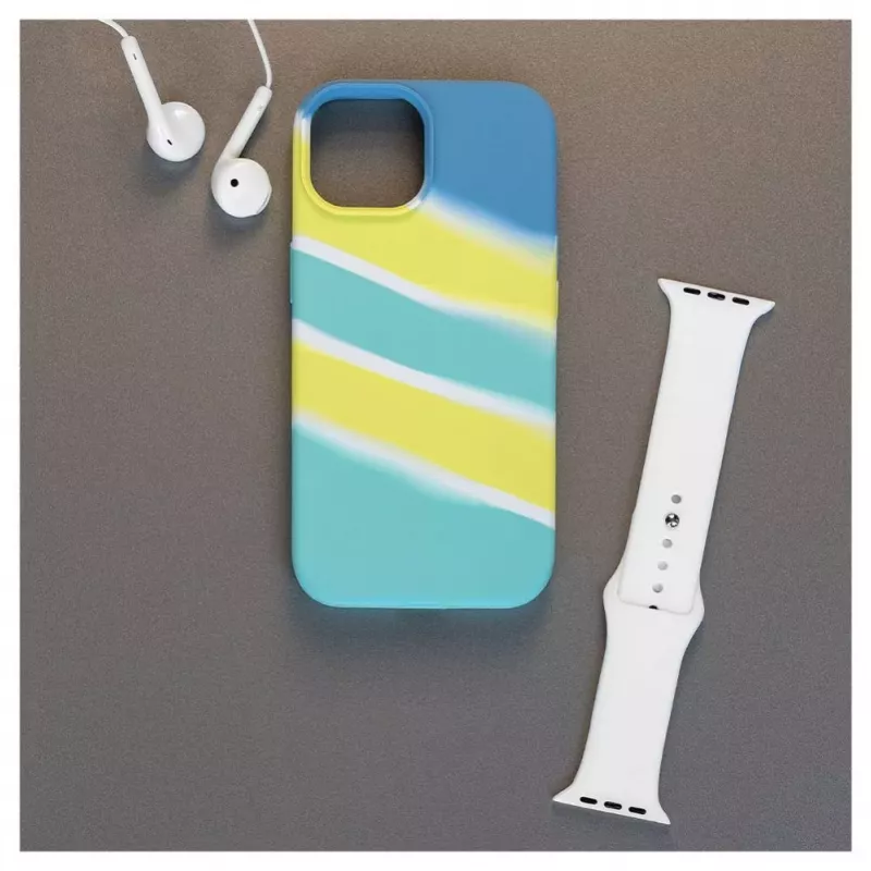 Evelatus Apple iPhone 15 Silicone Case Multi-Colored Yellow Green