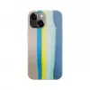 Evelatus Apple iPhone 15 Silicone Case Multi-Colored Blue Pink