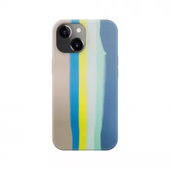 Evelatus Apple iPhone 15 Silicone Case Multi-Colored Blue Pink