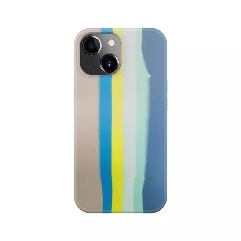 Evelatus Apple iPhone 15 Silicone Case Multi-Colored Blue Pink
