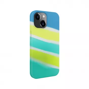 Evelatus Apple iPhone 15 Plus Silicone Case Multi-Colored Yellow Green