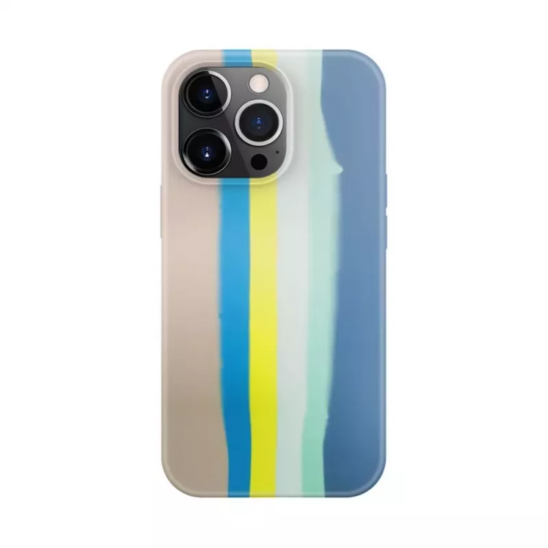 Evelatus Apple iPhone 15 Pro Silicone Case Multi-Colored Blue Pink
