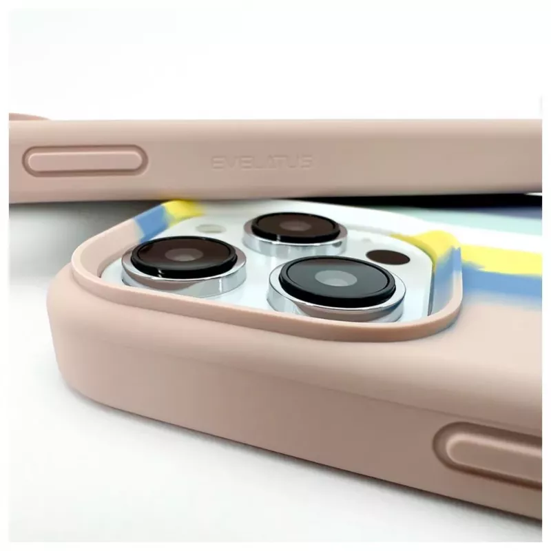 Evelatus Apple iPhone 15 Pro Max Silicone Case Multi-Colored Blue Pink