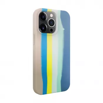 Evelatus Apple iPhone 15 Pro Max Silicone Case Multi-Colored Blue Pink