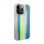 Evelatus Apple iPhone 15 Pro Max Silicone Case Multi-Colored Blue Pink