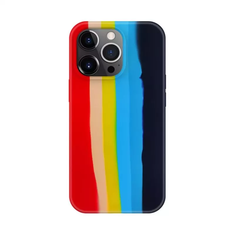 Evelatus Apple iPhone 15 Pro Max Silicone Case Multi-Colored Rainbow
