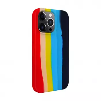 Evelatus Apple iPhone 15 Pro Max Silicone Case Multi-Colored Rainbow