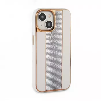 iLike Apple iPhone 15 Diamonds and Leather Case White