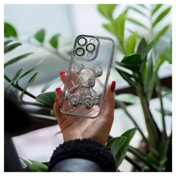 iLike Apple iPhone 14 Pro Silicone Case Print Desire Bear Silver