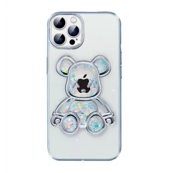 iLike Apple iPhone 14 Pro Silicone Case Print Desire Bear Silver