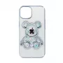 iLike Apple iPhone 15 Silicone Case Print Desire Bear Silver