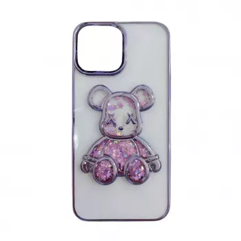 iLike Apple iPhone 15 Silicone Case Print Desire Bear Purple