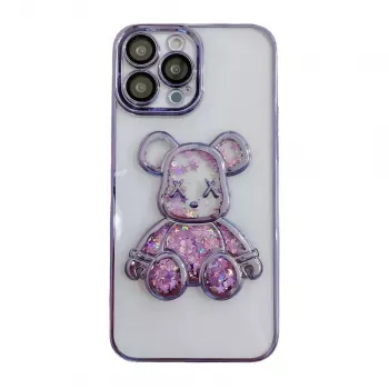 iLike Apple iPhone 15 Pro Silicone Case Print Desire Bear Purple
