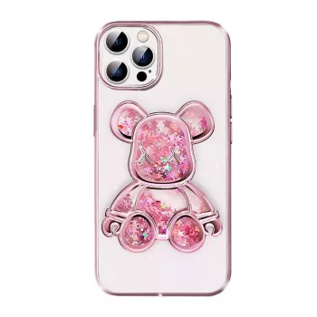 iLike Apple iPhone 15 Pro Max Silicone Case Print Desire Bear Pink