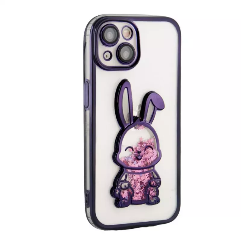 iLike Apple iPhone 13 Silicone Case Print Desire Rabbit Purple