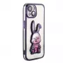 iLike Apple iPhone 14 Silicone Case Print Desire Rabbit Purple