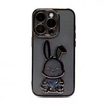 iLike Apple iPhone 14 Pro Silicone Case Print Desire Rabbit Black