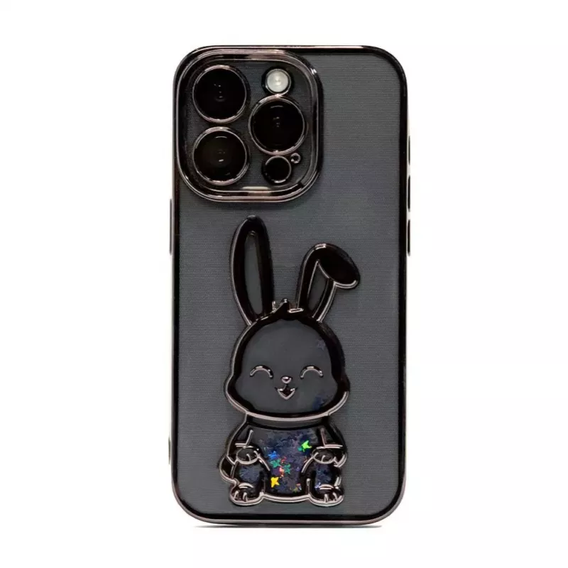 iLike Apple iPhone 14 Pro Silicone Case Print Desire Rabbit Black