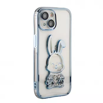 iLike Apple iPhone 15 Silicone Case Print Desire Rabbit Blue