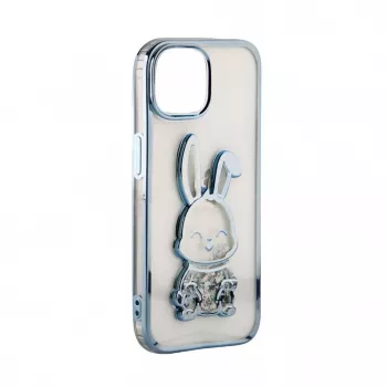 iLike Apple iPhone 15 Pro Silicone Case Print Desire Rabbit Blue