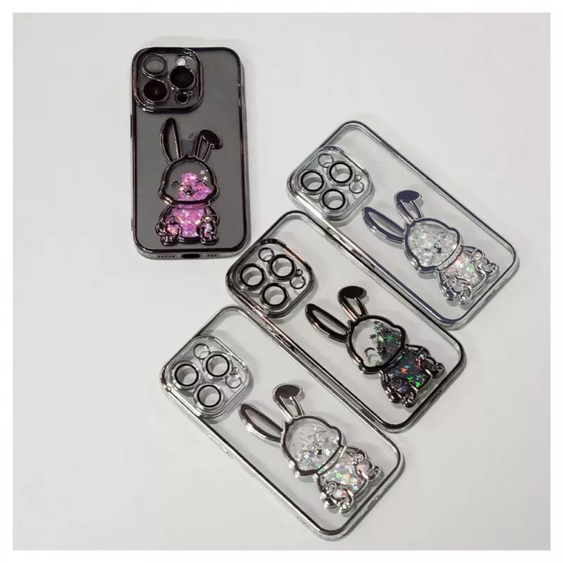 iLike Apple iPhone 15 Pro Max Silicone Case Print Desire Rabbit Purple
