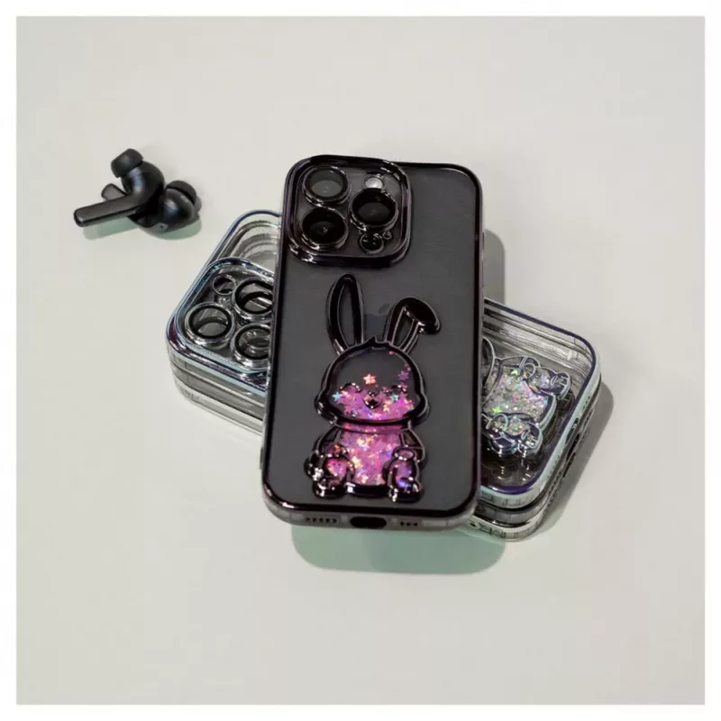 iLike Apple iPhone 15 Pro Max Silicone Case Print Desire Rabbit Purple