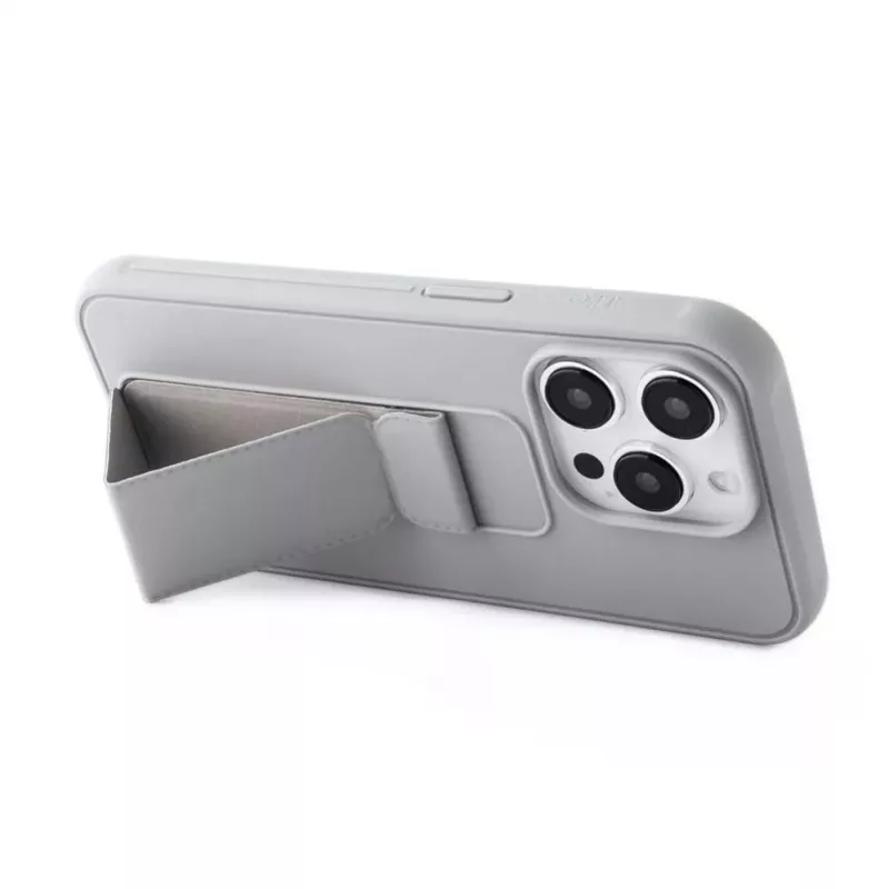 iLike Apple iPhone 15 Pro Silicone Case with Stand Silver
