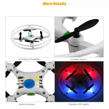 iLike Phantom Quadcopter Drone 360° (HC615) with Remote Control 2.4GHz, USB Charging, 6-Axis Gyro, 4 Channels - White