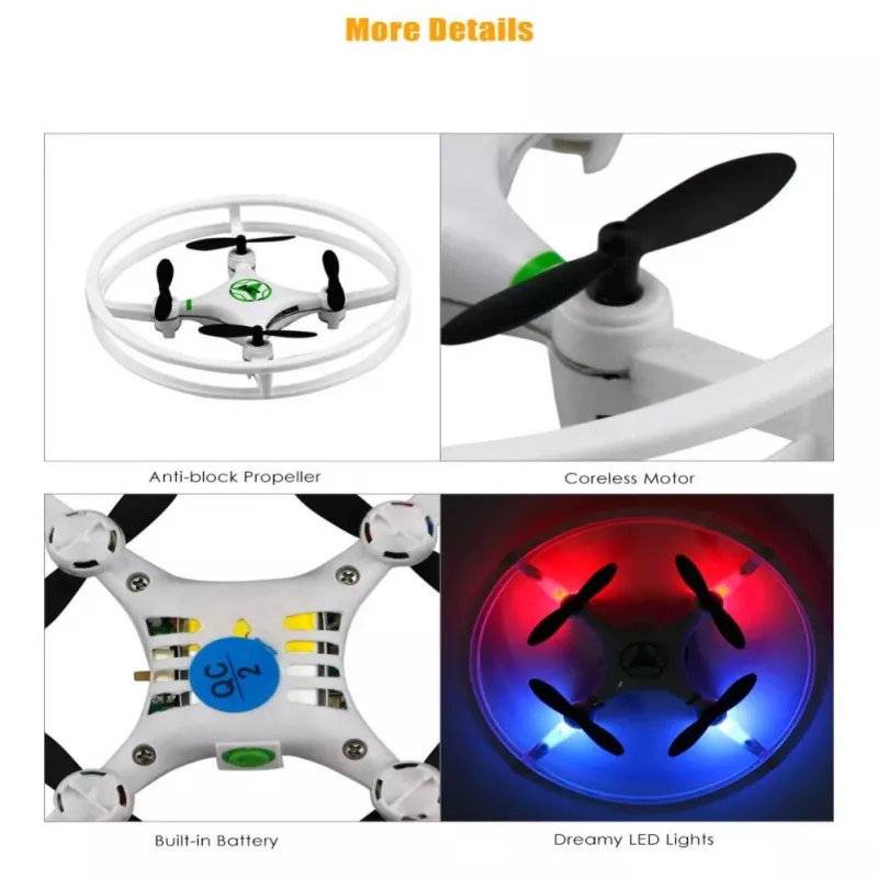 iLike Phantom Quadcopter Drone 360° (HC615) with Remote Control 2.4GHz, USB Charging, 6-Axis Gyro, 4 Channels - White