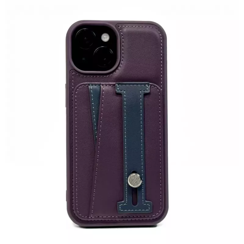 iLike Apple iPhone 13 Leather Pocket Stand Cover Purple