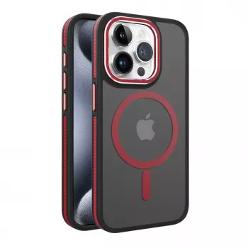 iLike Apple iPhone 15 Pro Max Dual Metal Frame Magsafe Case Red