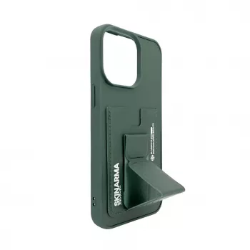 iLike Apple iPhone 15 Pro Leather Hidden Pocket Stand Cover Green