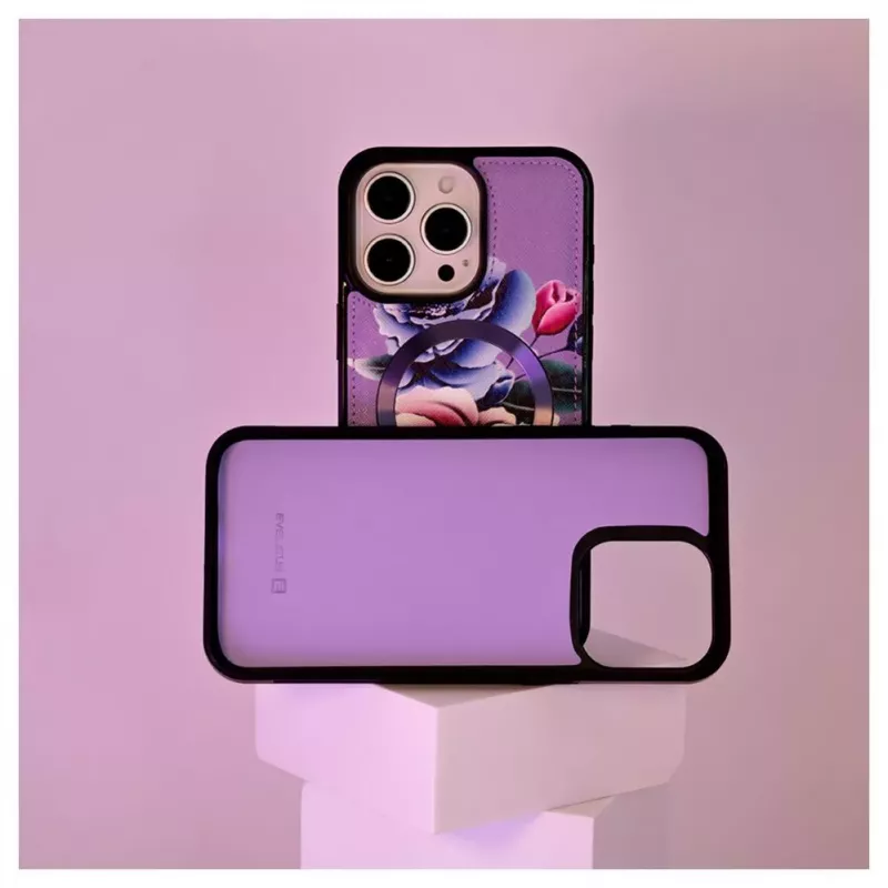 Evelatus Apple iPhone 15 Pro Max Wallet and Slim Cover Case Purple