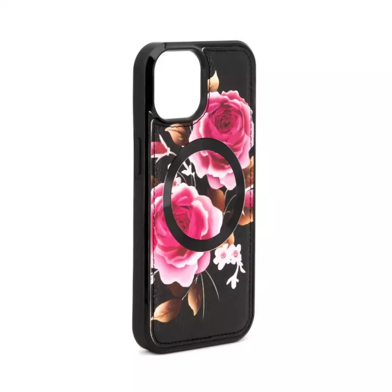 Evelatus Apple iPhone 14 Leather Case Zipper Design Flower Black