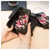 Evelatus Apple iPhone 15 Pro Leather Case Zipper Design Flower Black
