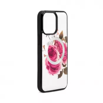 Evelatus Apple iPhone 14 Pro Max Leather Case Zipper Design Flower White