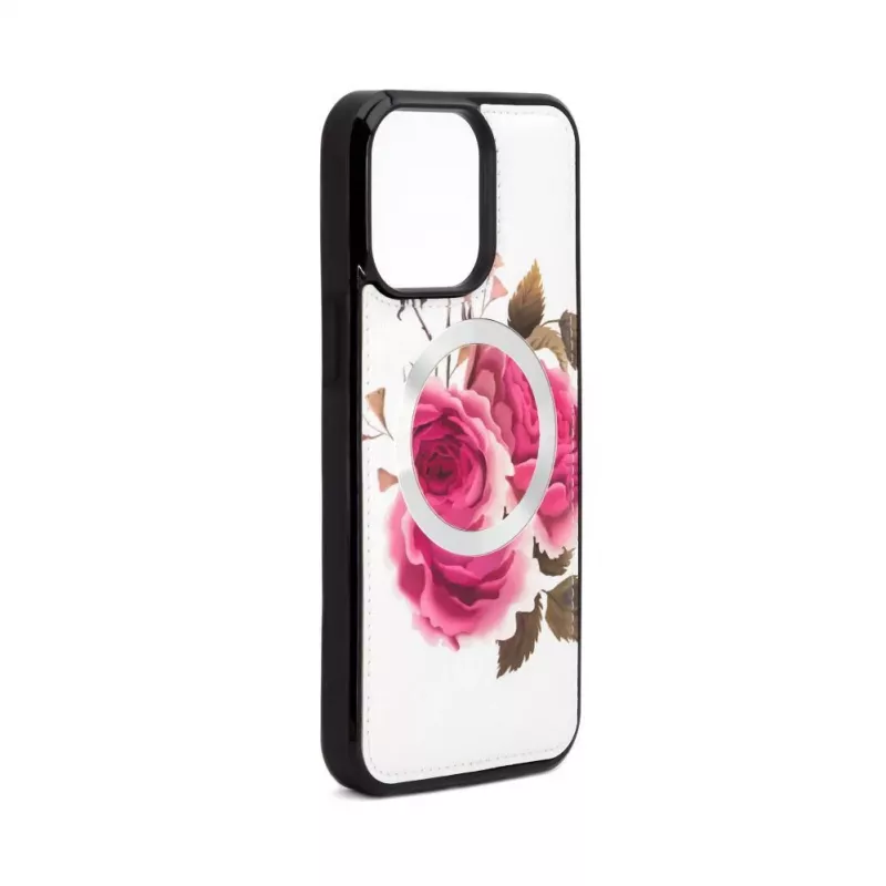 Evelatus Apple iPhone 14 Pro Max Leather Case Zipper Design Flower White