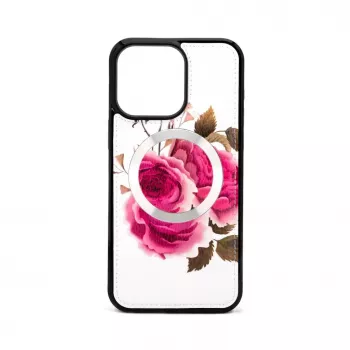 Evelatus Apple iPhone 14 Pro Max Leather Case Zipper Design Flower White