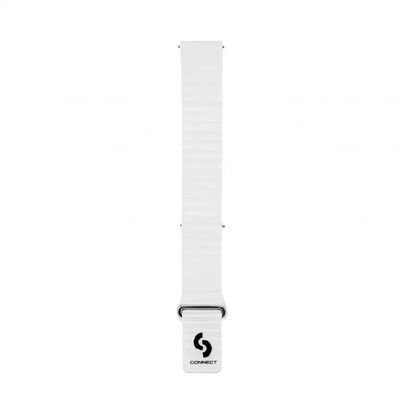 Connect 22mm Flat Head Leather-Silicone Loop Magnetic Watch Strap (130mm M/L) White