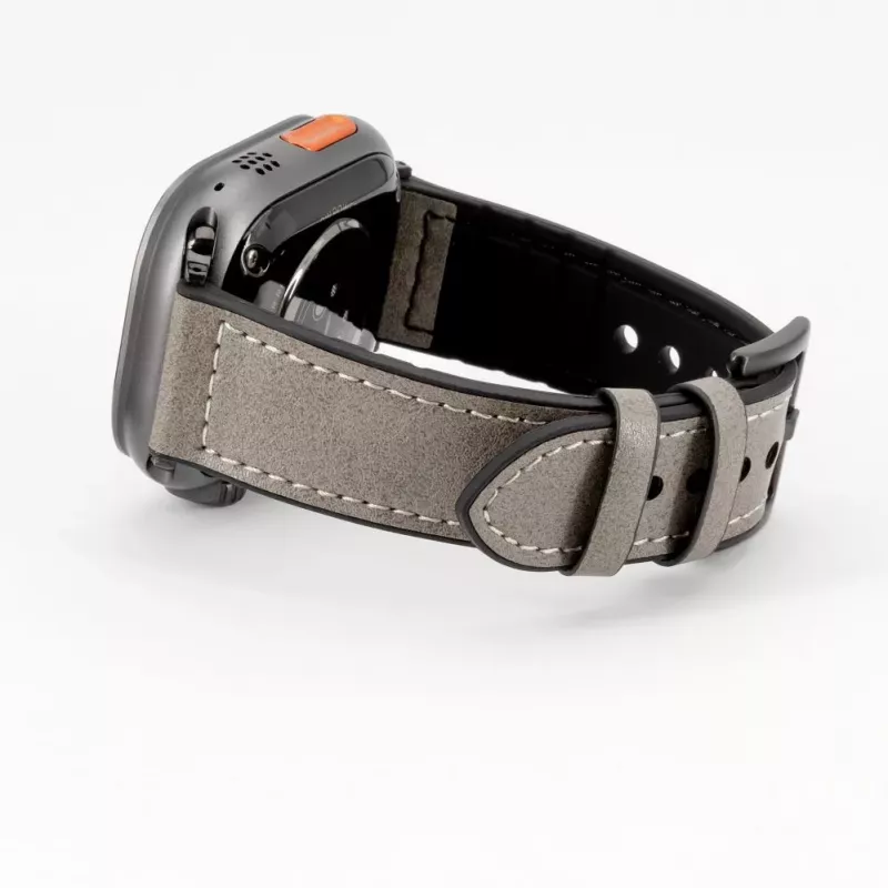Connect Watch 38/40/41mm Silicone Patch Leather Watch Strap (132mm M/L) Silver