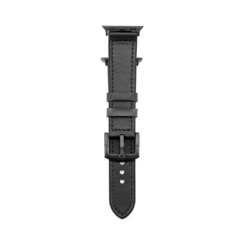Connect Watch 42/44/45mm Silicone Patch Leather Watch Strap (132mm M/L) Black