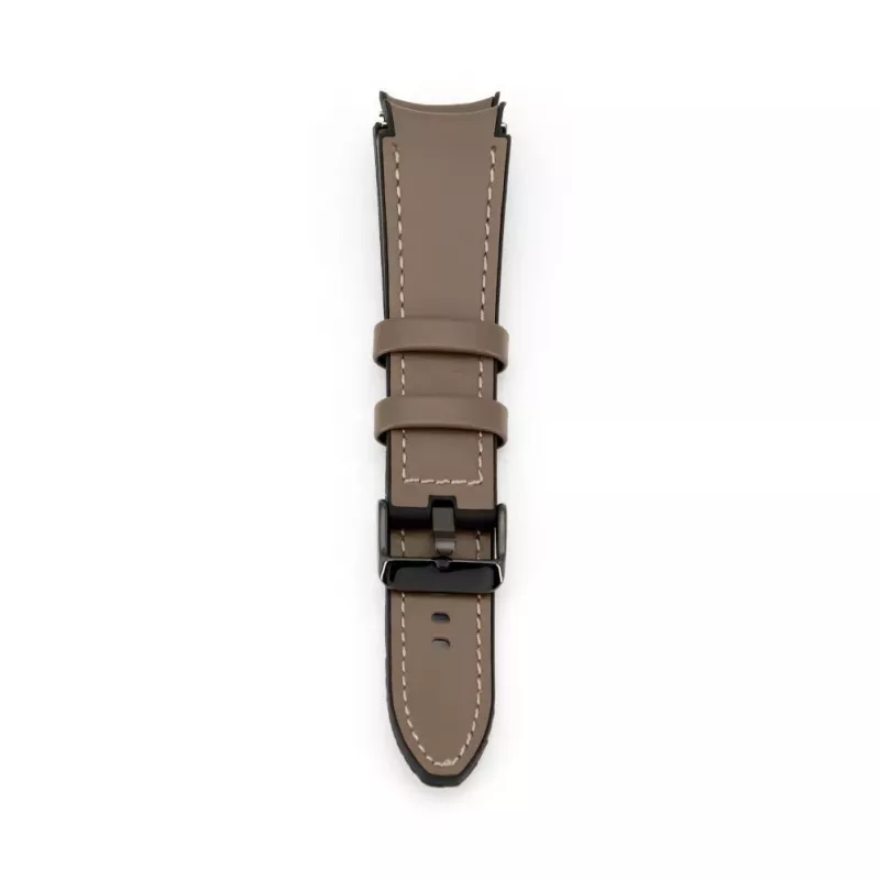 Connect 20mm Silicone Patch Leather Watch Strap (130mm M/L) Taupe