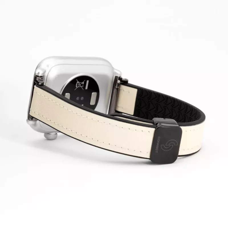 Connect 20mm Silicone Leather Watch Straps with Magnetic White